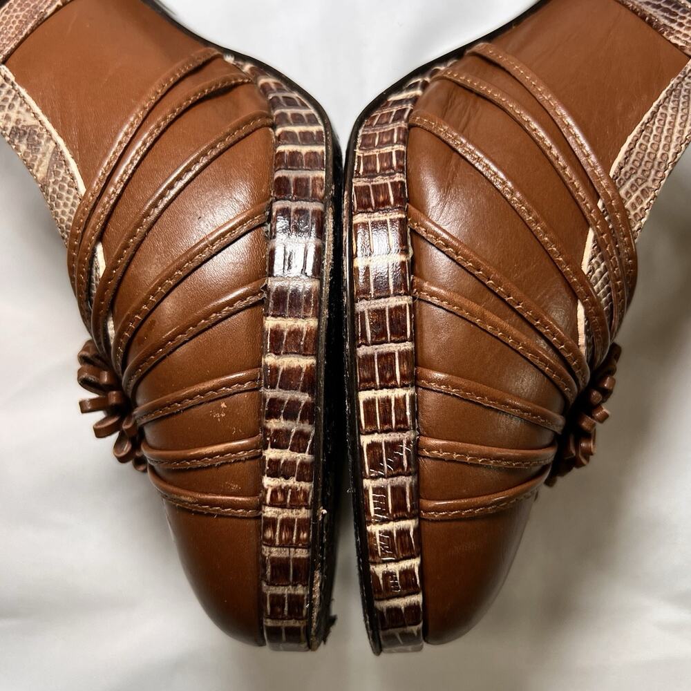 Isabella Fiore Heels Size 7.5 Brown Leather Snakeskin Embossed Flower *Altered - Picture 10 of 15
